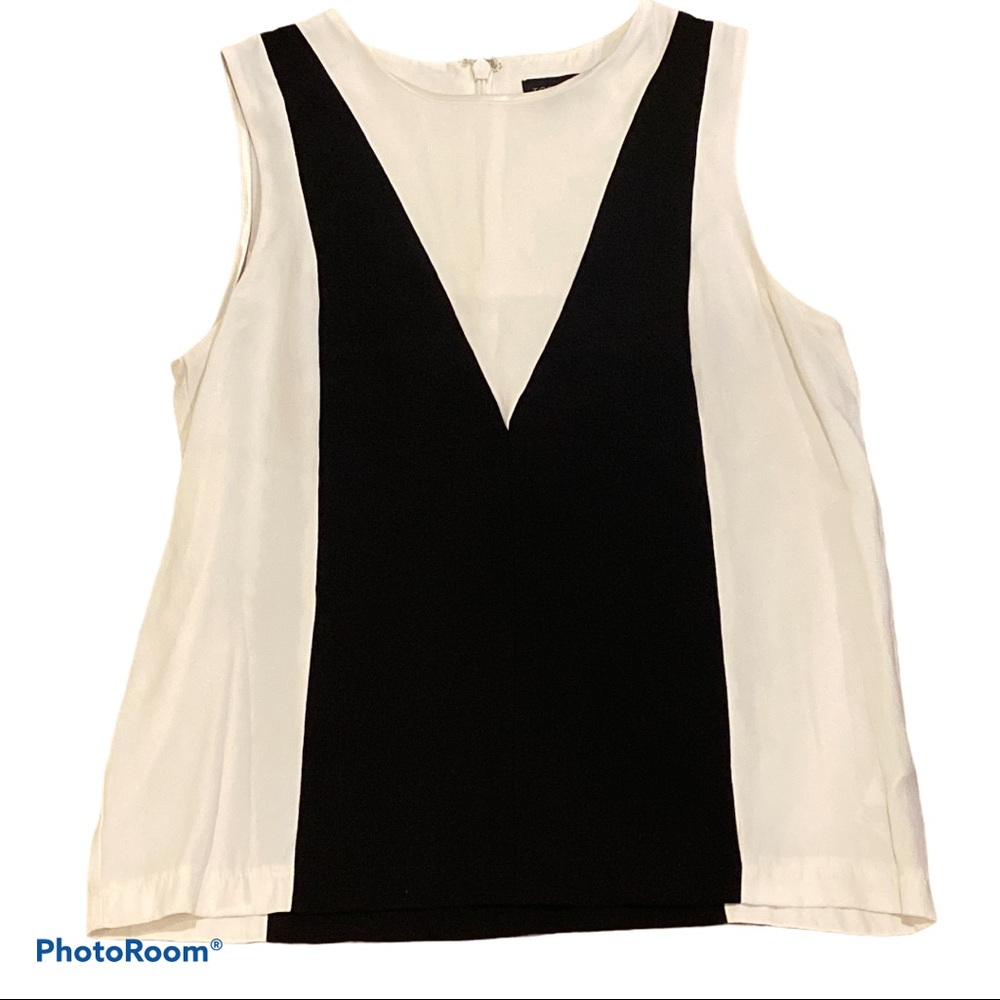 EUC TOPSHOP Black & White Sleeveless Blouse